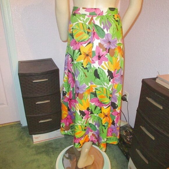 Pendleton HAWAIIAN Maxi Size 10P SKIRT Tropical POCKETS Lightweight BUTTON UP - Picture 8 of 11